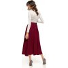 Bordová dámska midi sukňa so skladmi a zipsom (Rozmiar XS)