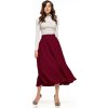 Bordová dámska midi sukňa so skladmi a zipsom (Rozmiar XS)