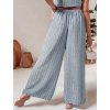 Svetlomodré dámske pruhované široké nohavice MODERES