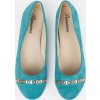 Tyrkysové dámske ploché balerínky