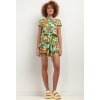 Zelené dámske štýlové šortky s potlačou kvetov (Rozmiar L)