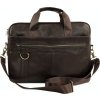 Solier Veľká pánska tmavohnedá kožená taška na notebook REMY (Veľkosť ONE SIZE)