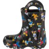 Čierne vzorované detské gumáky Crocs Mickey Friends Handle It Boot Kids
