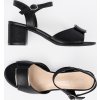 Čierne dámske sandále s dekoratívnym prekladom na špičke, podpätok 6,5 cm