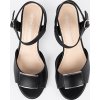 Čierne dámske sandále s dekoratívnym prekladom na špičke, podpätok 6,5 cm