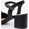 Čierne dámske sandále s dekoratívnym prekladom na špičke, podpätok 6,5 cm