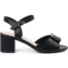 Čierne dámske sandále s dekoratívnym prekladom na špičke, podpätok 6,5 cm