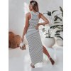 Pruhované dámske bielo-čierne letné maxi šaty SUMMER LOVE