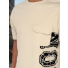 Béžová pánska súprava trička a šortiek s potlačou
