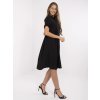 Čierne dámske viskózové košeľové šaty s krátkym rukávom