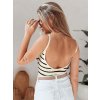 Béžovo-čierne dámske pruhované body z viskózy na ramienka STRIP BACK