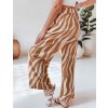 Camel-smotanové dámske široké letné nohavice ZEBRAVIBE