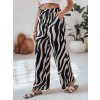 Čierno-smotanové dámske široké letné nohavice ZEBRAVIBE
