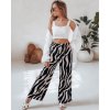 Čierno-smotanové dámske široké letné nohavice ZEBRAVIBE