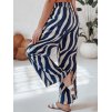 Modro-smotanové dámske široké letné nohavice ZEBRAVIBE