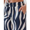 Modro-smotanové dámske široké letné nohavice ZEBRAVIBE