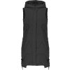 Dámska čierna dlhá prešívaná vesta s kapucňou