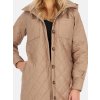 Ľahká hnedá prešívaná dámska bunda s kapucňou