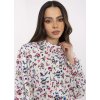 Biela dámska kvetinová košeľa s naberanými rukávmi