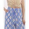 Modré dámske vzorované letné nohavice z viskózy