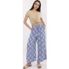 Modré dámske vzorované letné nohavice z viskózy