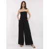 Dámsky čierny overal z viskózy s odhalenými ramenami