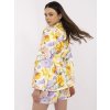 Žltý dámsky kvetinový set blejzra a sukne so všitými kraťasmi