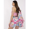 Ružový dámsky kvetinový set blejzra a sukne so všitými kraťasmi