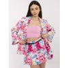 Ružový dámsky kvetinový set blejzra a sukne so všitými kraťasmi