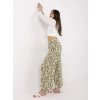 Olivovo zelené dámske vzorované letné nohavice z viskózy
