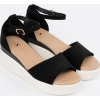 Čierne dámske sandále na bielom kline, podpätok 7 cm