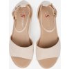 Svetlobéžové dámske sandále na bielom kline, podpätok 7 cm