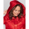 Červená dámska prechodná prešívaná bunda so srdiečkom na chrbte