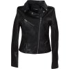 Čierna dámska koženková bunda so zipsami *