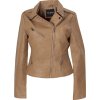 Camel dámska koženková bunda so zipsami