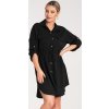 Čierne dámske košeľové šaty s náprsnými vreckami