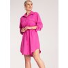 Fuchsiové dámske košeľové šaty s náprsnými vreckami