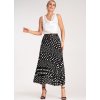 Čierna dámska plisovaná midi sukňa s bodkami