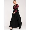 Čierne dámske maxi šaty s dlhými ozdobnými rukávmi