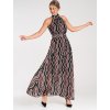 Dámske vzorované maxi šaty s odhalenými ramenami