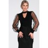 Čierne dámske body s bodkovanými rukávmi