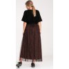 Hnedá dámska vzorovaná midi sukňa