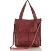 MARCO MAZZINI Tmavo červená dámska kožená shopper kabelka