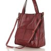 MARCO MAZZINI Tmavo červená dámska kožená shopper kabelka