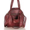 MARCO MAZZINI Tmavo červená dámska kožená shopper kabelka