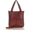 MARCO MAZZINI Tmavo červená dámska kožená shopper kabelka