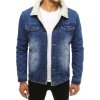 Modrá pánska džínsová bunda s kožušinkou