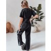 Čierny dámsky teplákový komplet s ozdobným pruhom SPORT LIKE