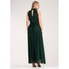 Tmavozelené dámske maxi šaty s odhalenými ramenami