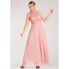 Ružové dámske maxi šaty s odhalenými ramenami
